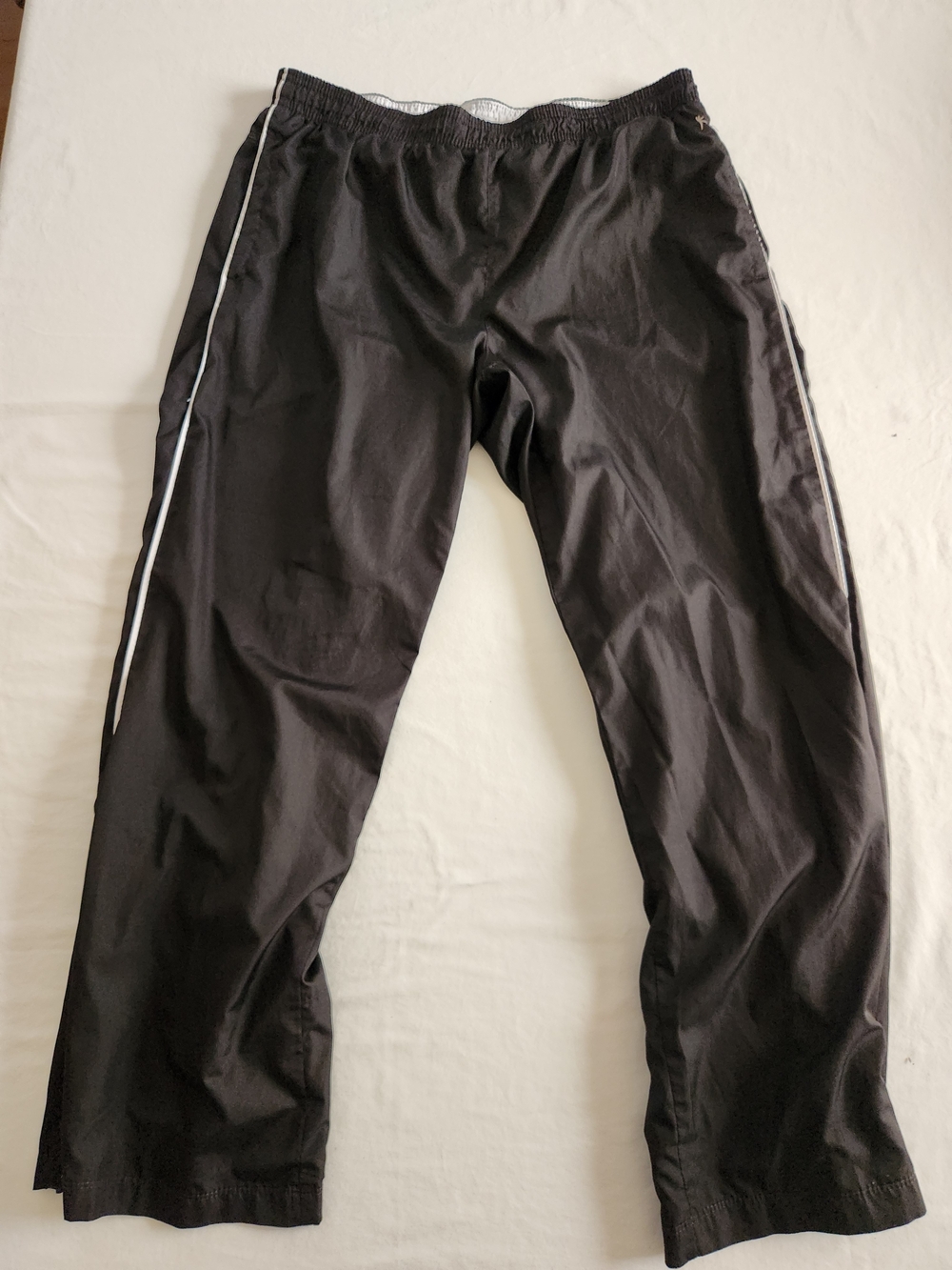 Danskin Now XL Black Track Pants White Piping Ankle Zips 16-18